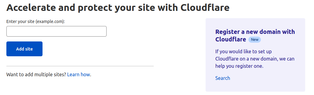 Cloudflare Enter Domain