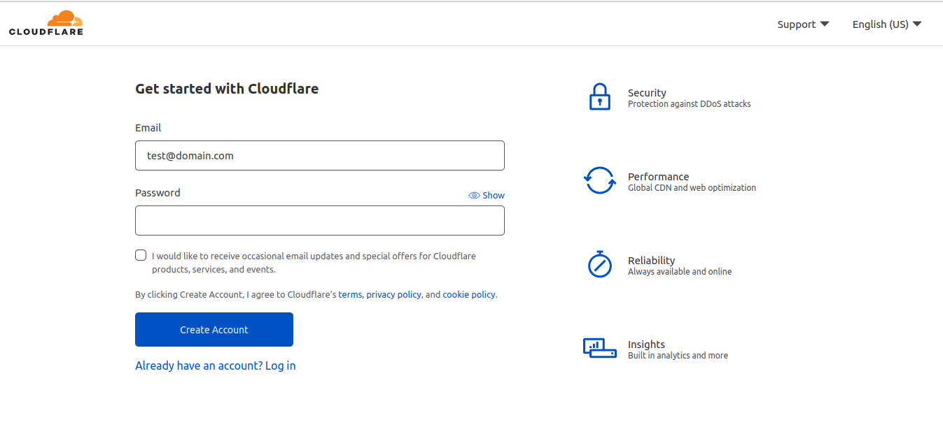 CloudFlare Registration